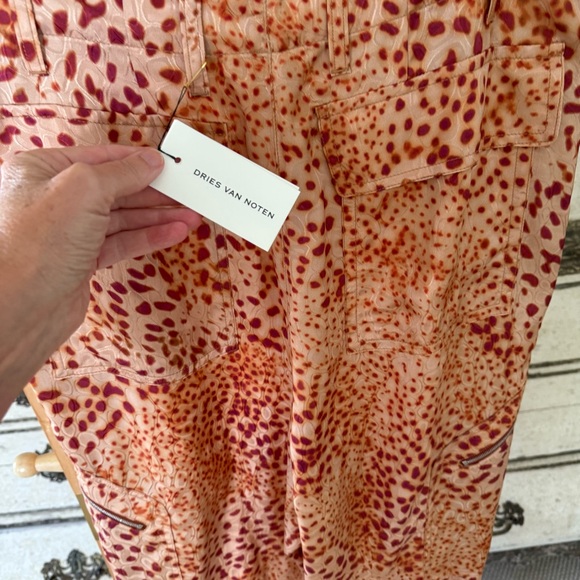 Dries Van Noten Animal Print Trousers in Orange and Red - Picture 2 of 7